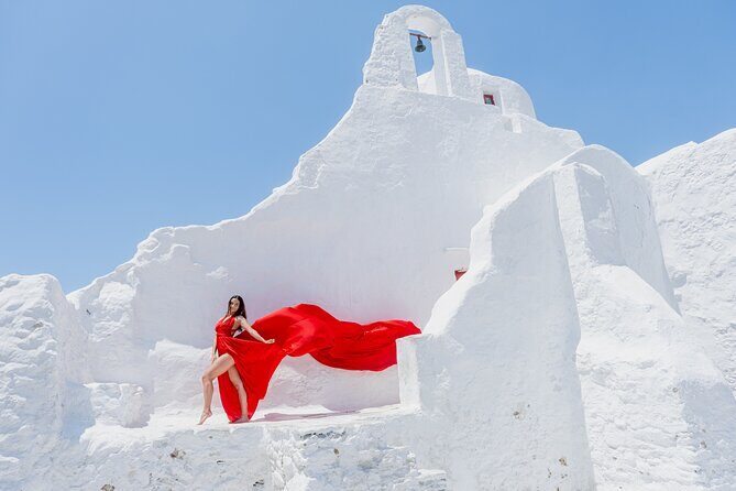 Flying Dress Mykonos Photoshoot - The one-hour plan: Mykonos icons in a tight, efficient loop