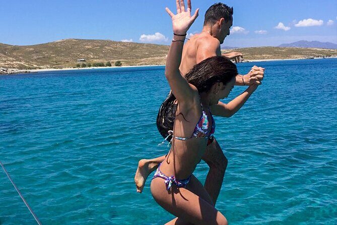 Mykonos 6hrs sailing cruise: Delos Rhenia with lunch & transfer - Rhenia (Rineia): two hours of swimming, snorkeling, and SUP