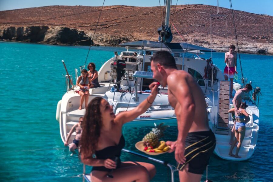 Mykonos: Catamaran Cruise with Lunch, Drinks and Transfer - The Onboard Meal and Wine: Greek Hospitality With a Real Structure