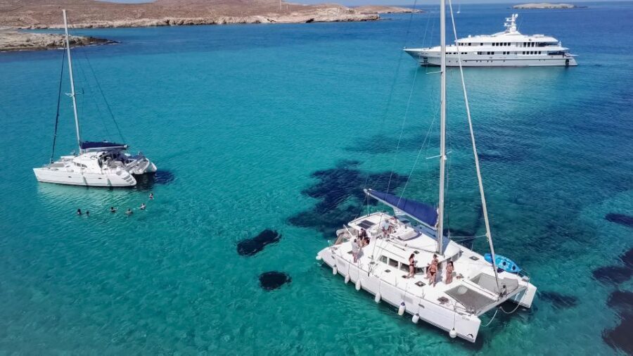 Mykonos: Catamaran Cruise with Lunch, Drinks and Transfer - What the Return Looks Like: Windmills, Mykonos Views, and Sunset Time