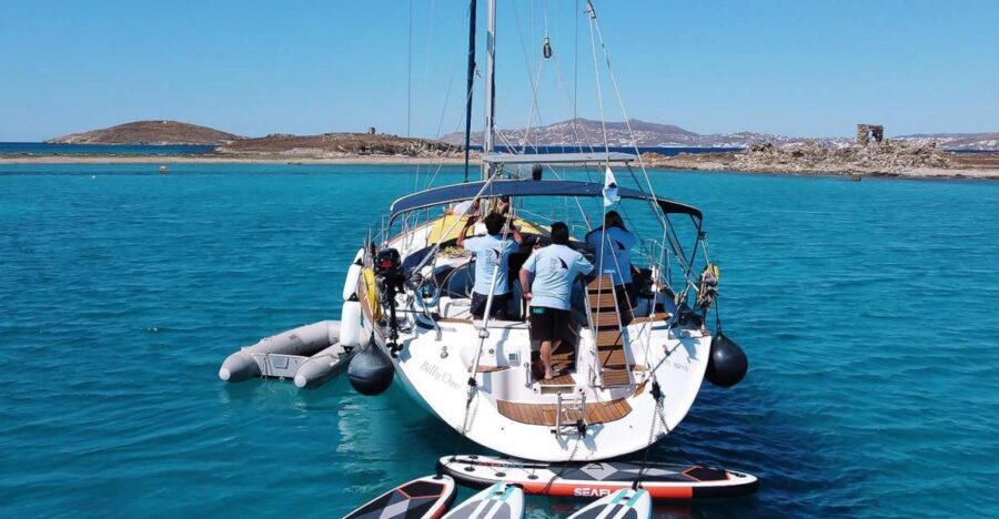 Mykonos: Delos and Rhenia Cruise with Swim and Greek Meal - First hour at sea: leaving Mykonos and finding your rhythm