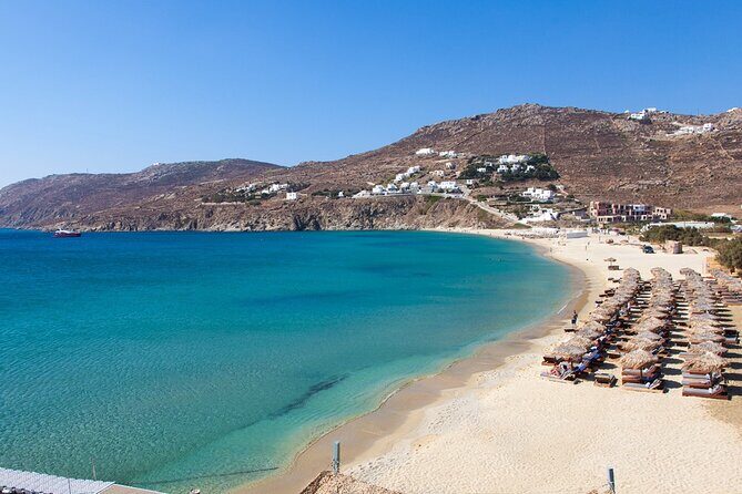Mykonos driving tour - Kalafatis and Kalo Livadi: long sandy beach energy and party options