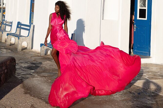 Mykonos Flying Dress High End Professional Photographer - Entering Dionysis’s studio in Mykonos