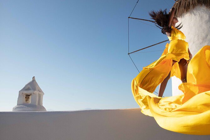 Mykonos Flying Dress High End Professional Photographer - Stop 1: Kato Milli Windmills for the dress “fly” effect