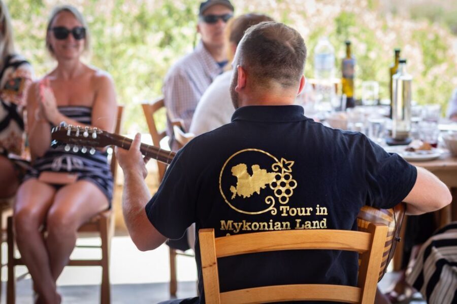 Mykonos: Winery Vineyard Experience with Food & Wine Tasting - Live traditional music with your wine: the atmosphere upgrade