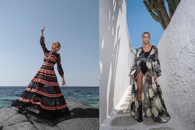 Photo shooting session in Mykonos town - Stop 3: Little Venice, sea views, and posing with windmill energy