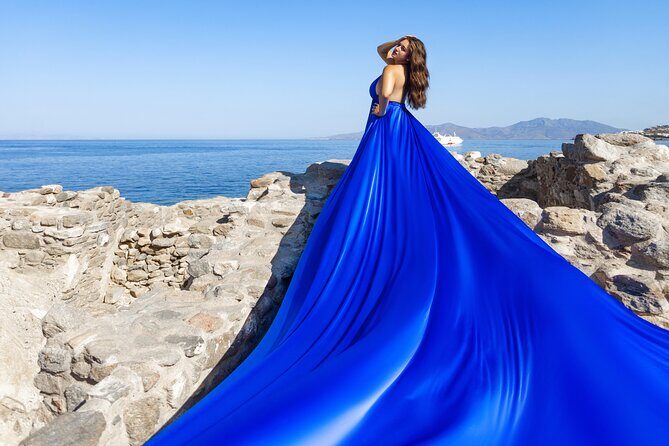 Private Flying Dress Photoshoot in Mikonos - A flying dress shoot that handles the awkward parts